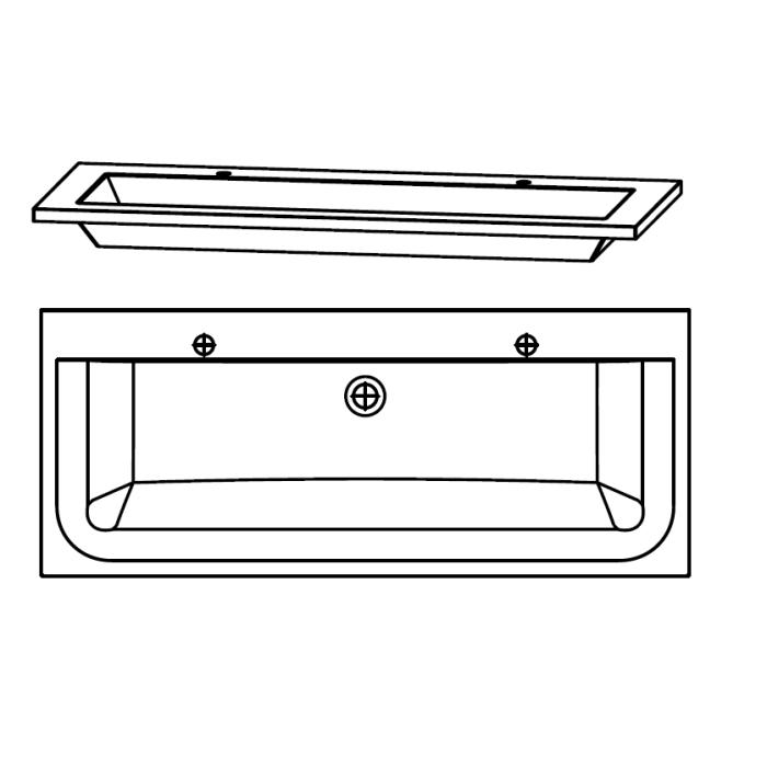 Glaswaschtisch für Doppelwaschplatz, Optiwhite, 120 cm