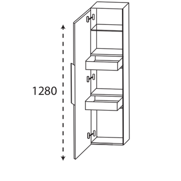 Puris Modern Life Mittelschrank mit 2 Inneschubkästen mit Griffleiste, 30 cm