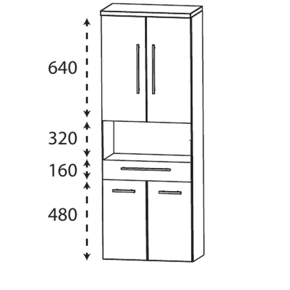 Puris Swing Hochschrank mit offenem Fach, 60 cm