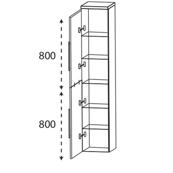 Puris Rounds Hochschrank als Besenschrank, 30 cm