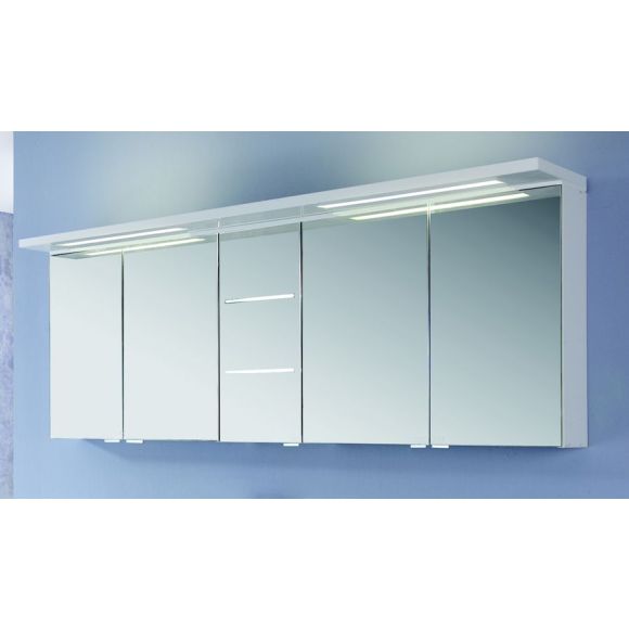 Puris Swing Spiegelschrank-Set, gerade Gesimsboden, LED-Lichtfenster, 180 cm