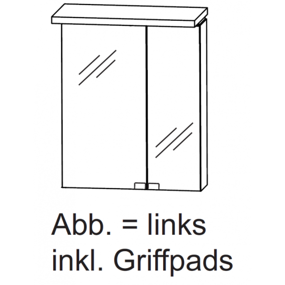 Puris Cool line 2D-Spiegelschrank mit LED Flächenleuchte, 60 cm