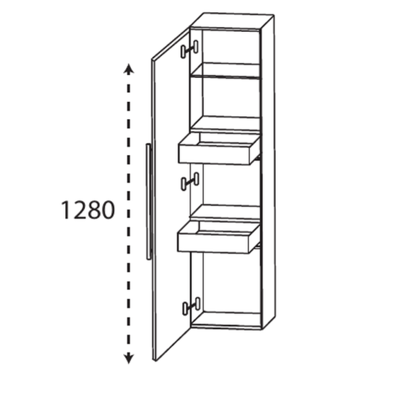 Puris Beimöbel Mittelschrank mit 2 Inneschubkästen, Push to open, 40 cm