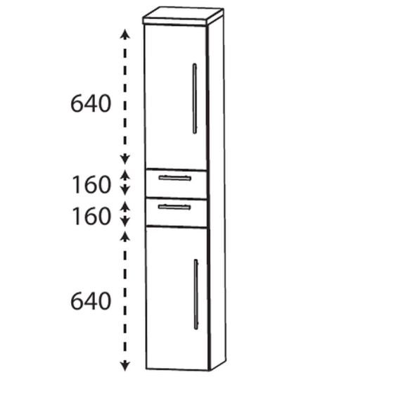 Puris Beimöbel Hochschrank mit 2 Schubkästen, 40 cm