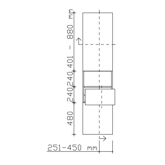 Pelipal PCON Hochschrank mit 2 Türen, 1 offenes Fach, 1 Auszug, höhen- und breitenvariabel