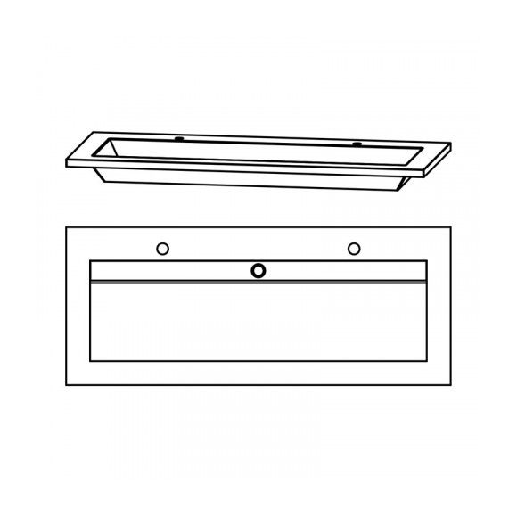 Puris Star Line Mineralguss Doppelwaschtisch STONEPLUS inkl. Permanentablauf, 140 cm