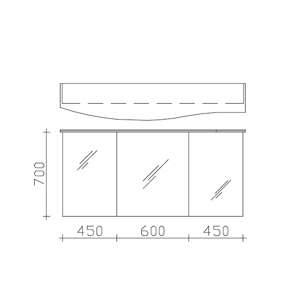 Pelipal Serie 7005 Spiegelschrank mit LED-Flächenleuchte im Kranz, Bogen links, 150 cm