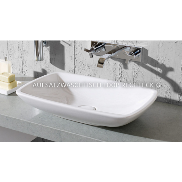 Puris Kera Plan Keramik, Aufsatzwaschtisch V&B Loop, CeramicPlus, rechteckig, weiß, 58,5 cm