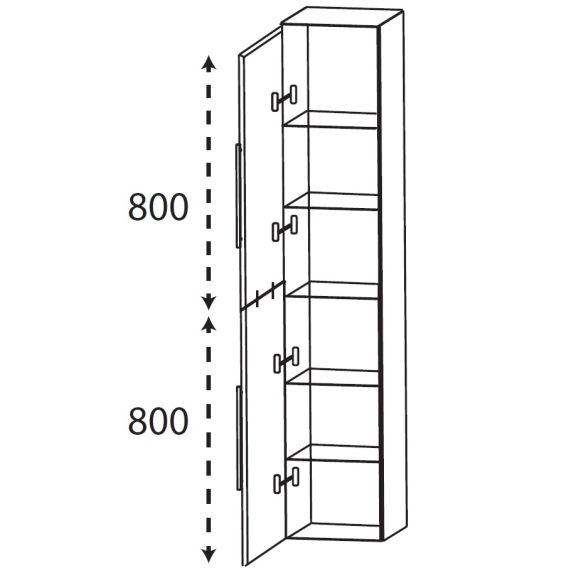 Puris Kera Plan Hochschrank als Besenschrank, 30 cm