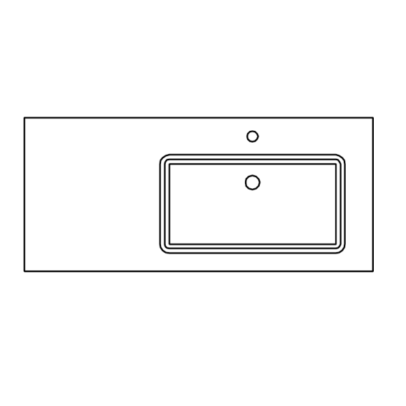 Pelipal Serie 6010 Mineralmarmor-Waschtisch, Becken rechts, Ablage links, 113 cm