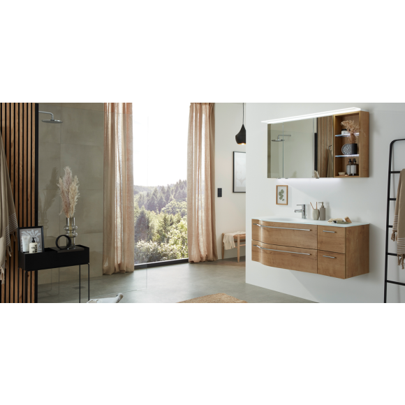 Puris Swing Badmöbel-Set mit Spiegelschrank-Sets, Ablage rechts, 120 cm