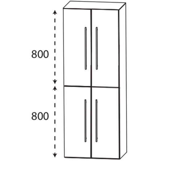 Puris Fine line Hochschrank, vier Drehtüren, 60 cm