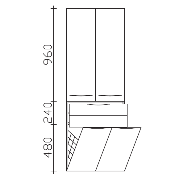 Pelipal Serie 6025 Hochschrank mit Auszug und Wäschekippe, 60 cm breit