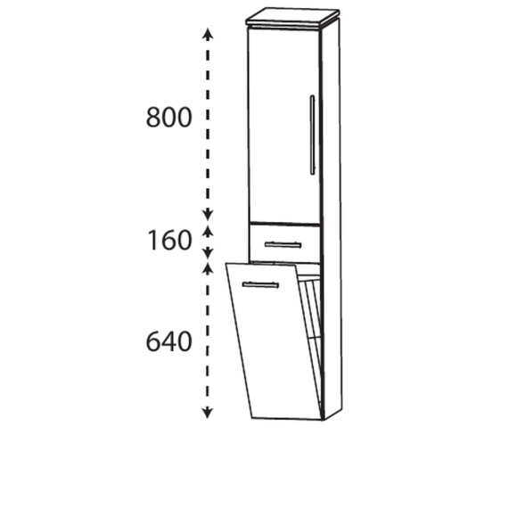 Puris Cool line Hochschrank mit einer Drehtür und Wäschekippe, 40 cm