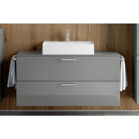 Nobilia Schnell-Lieferprogramm  Aufsatzwaschtisch mit Unterschrank, Schiefergrau Hochglanz, 120 cm