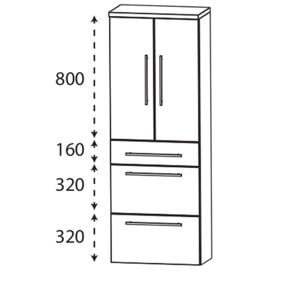 Puris Beimöbel Hochschrank mit zwei Drehtüren, 60 cm