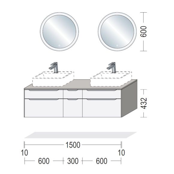 Nobilia LINE-N Badmöbel-Set, 150 cm