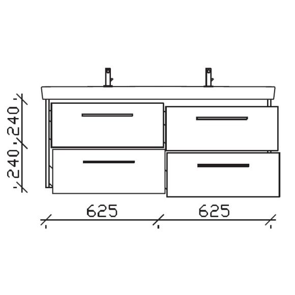 Pelipal Serie 9005 Villeroy & Boch Subway 2.0-SET, Waschtisch mit Unterschrank, 130 cm