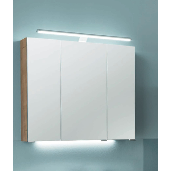 Puris Vuelta Spiegelschrank mit Facettenschliff, 1 LED-Aufbauleuchte, 90 cm