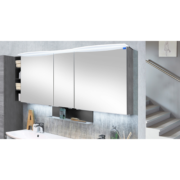 Marlin 3090cosmo Spiegelschrank mit LED-Acryloberboden, 150 cm