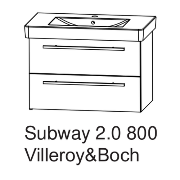 Puris Kera Plan Set Waschtisch von Villeroy & Boch mit Waschtischunterschrank, 75 cm