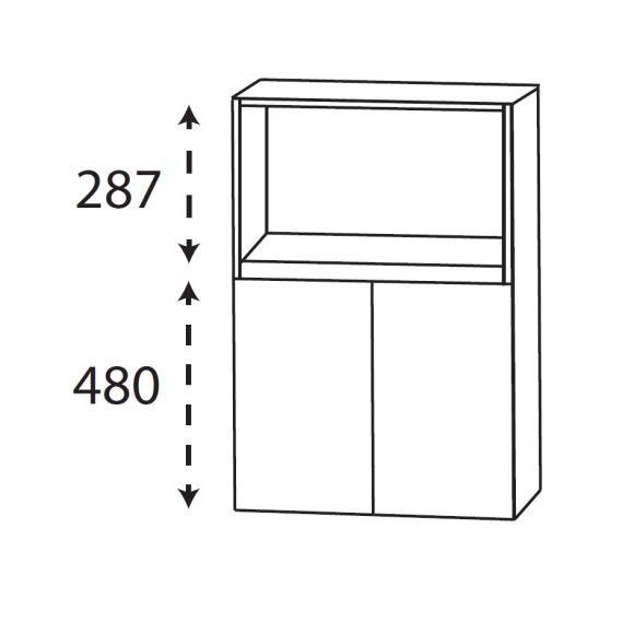 Puris Kera Plan Highboard, Grifflos, 60 cm