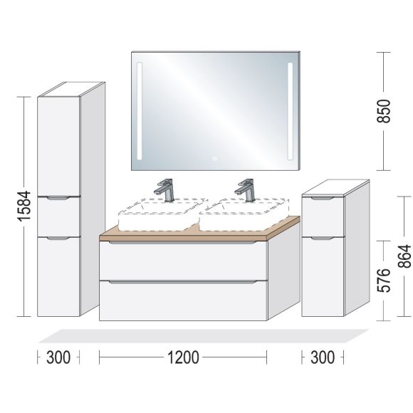 Nobilia LINE-N Badmöbel-Set, 120 cm