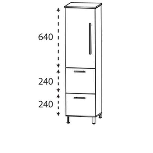 Puris Quada Mittelschrank mit 1 Drehtür und 2 Auszügen, 30 cm