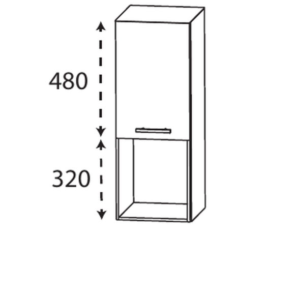 Puris Beimöbel Highboard mit einer Tür und 1 offenes Fach, 30 cm