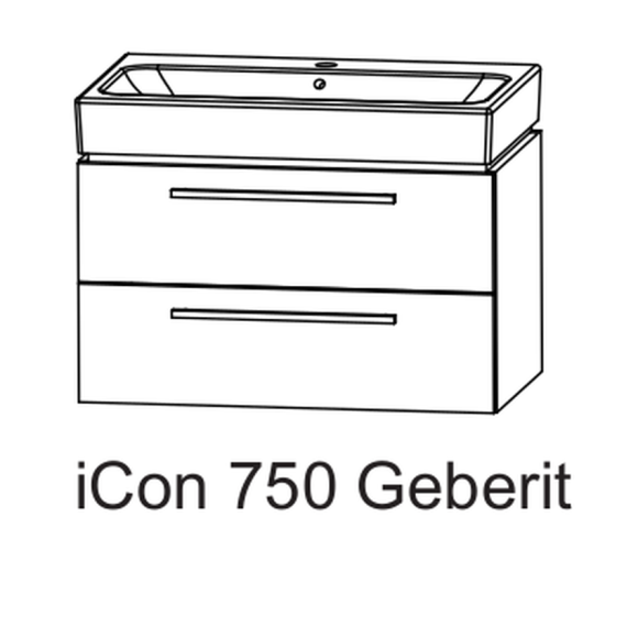 Puris Kera Plan Set Waschtisch, ICon 750 von Geberit mit Waschtischunterschrank, 75 cm