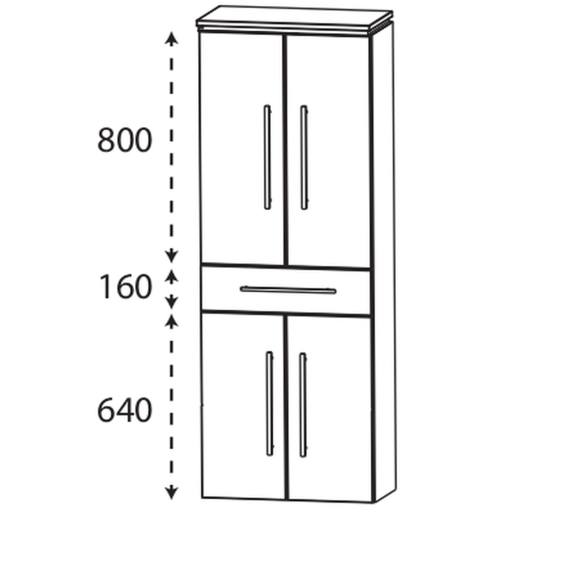 Puris Cool line Hochschrank, 4 Türen, 1 Schubkasten, 60 cm