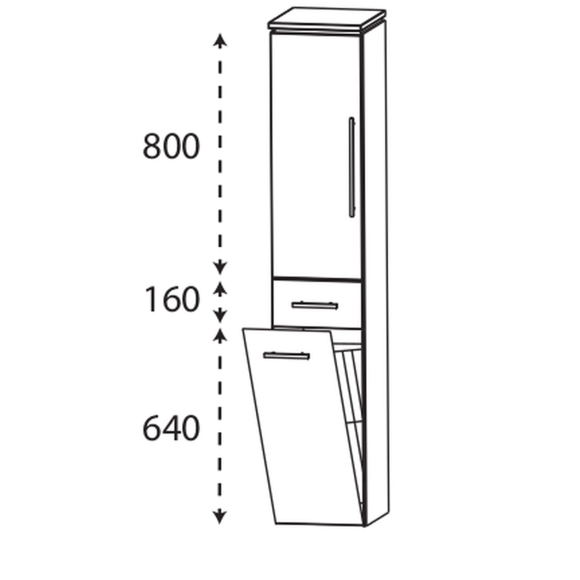 Puris Cool line Hochschrank mit Wäschekippe, 30 cm