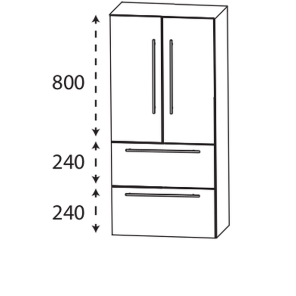 Puris Beimöbel Mittelschrank, 2 Türen, 2 Auszügen, 60 cm