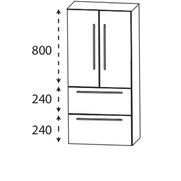 Puris Kera Plan Mittelschrank, 2 Türen, 2 Auszügen, 60 cm