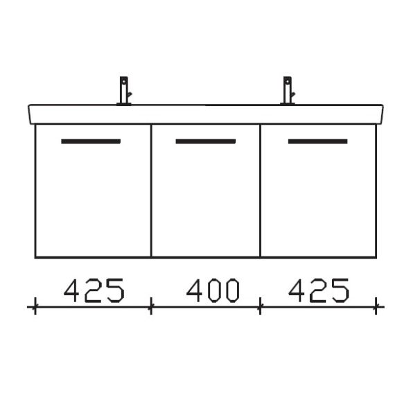 Pelipal Serie 9005 Villeroy & Boch Subway 2.0-SET, Waschtisch mit Unterschrank, 130 cm