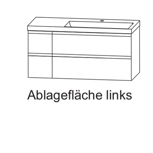 Puris c!puro Keramik Waschtisch mit Unterschrank, Ablage links o. rechts, 4 Auszüge, 120 cm