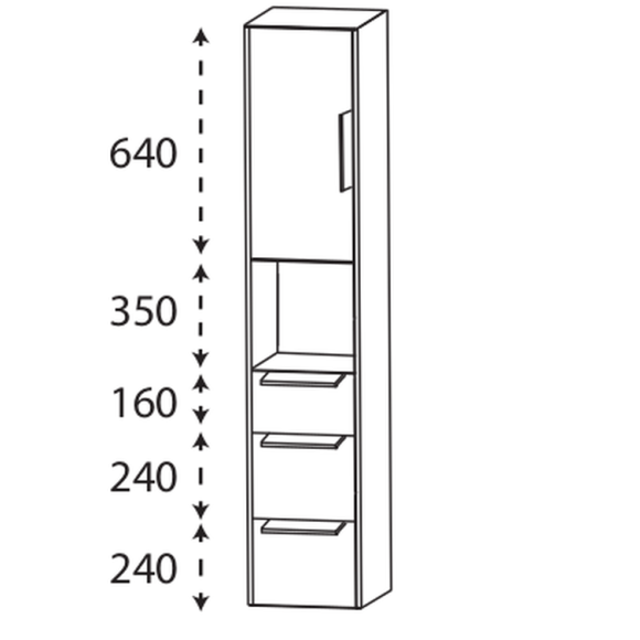 Puris D.Light Hochschrank mit 3 Auzügen, 32 cm