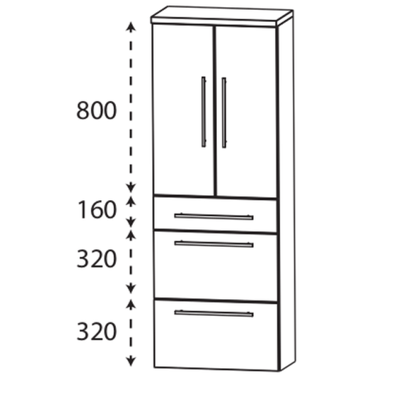 Puris Speed Hochschrank mit zwei Drehtüren, 60 cm