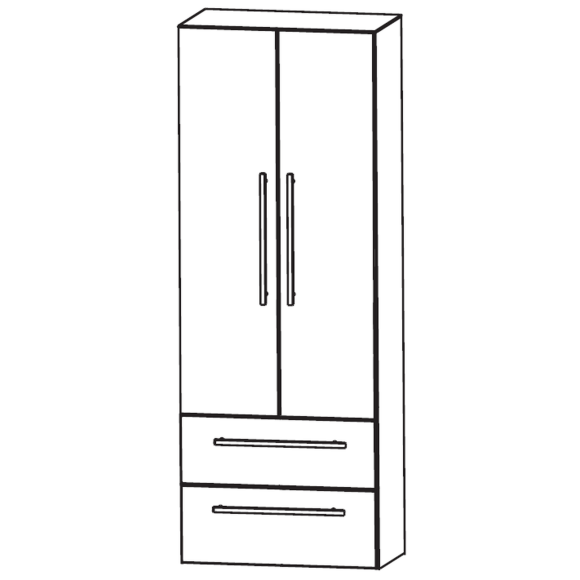 Puris Fine line Hochschrank mit 2 Drehtüren und 2 Auszügen, 60 cm