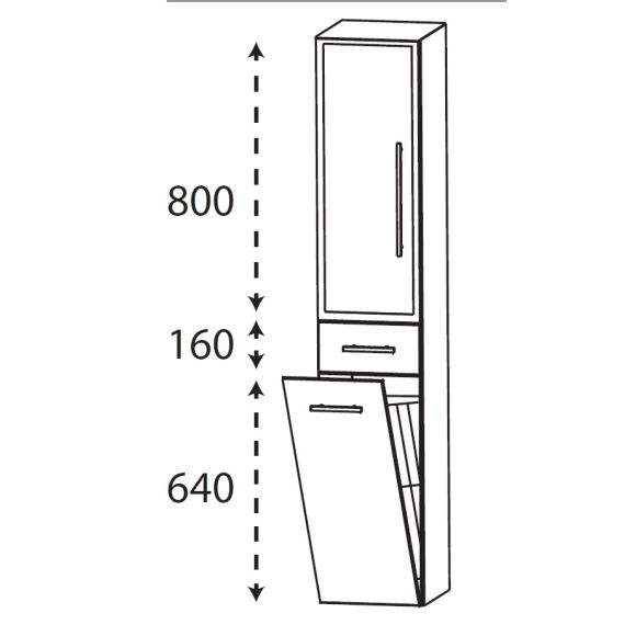 Puris Kera Plan Hochschrank mit Wäschekippe, 30 cm