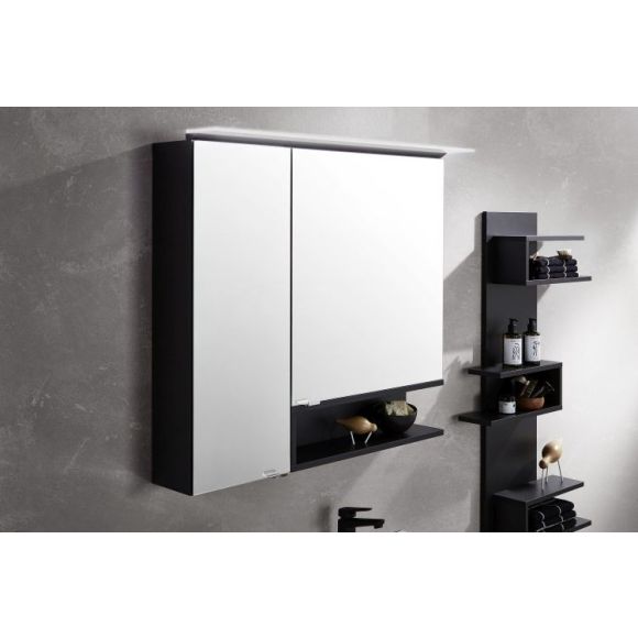 Puris Beimöbel Spiegelschrank, 2 Türen mit Regal, 90 cm