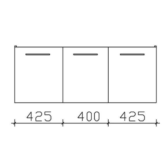 Pelipal Serie 9005 Waschtischunterschrank, 3 Drehtüren, 125 cm