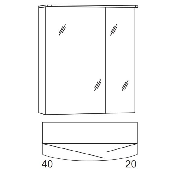 Marlin 3040city Spiegelschrank mit Acryloberboden , 60 cm