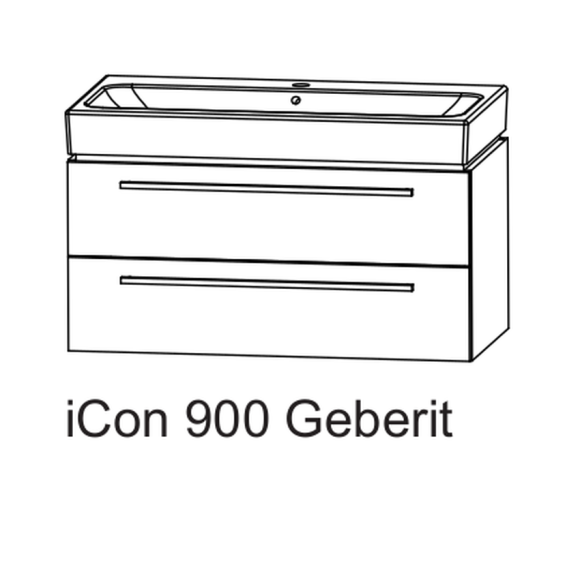 Puris Kera Plan Set Waschtisch, Icon 900 von Geberit mit Waschtischunterschrank, 90 cm