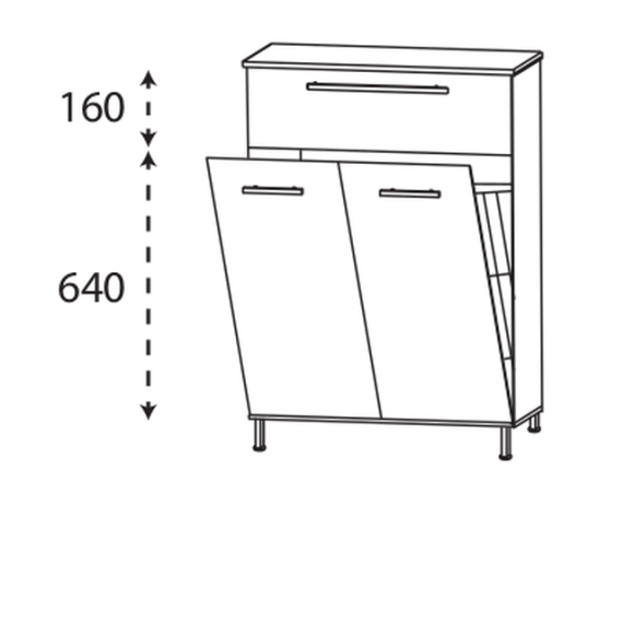 Puris Quada Highboard mit Wäschekippe, 60 cm