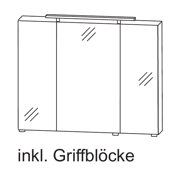 Puris Quada Spiegelschrank mit LED-Aufbauleuchte, 100 cm