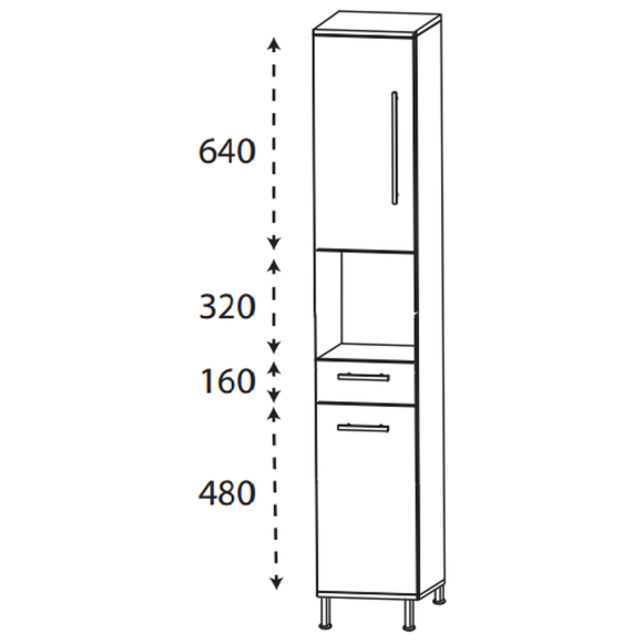 Puris Quada Hochschrank mit offenem Fach, 30 cm