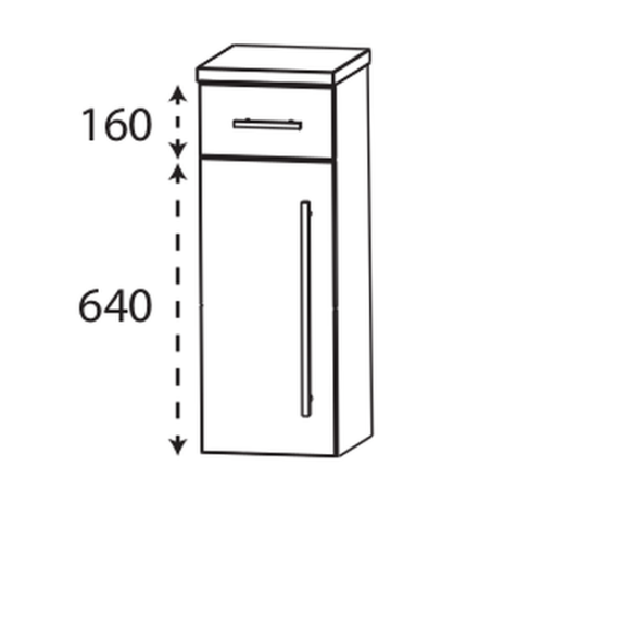 Puris Rounds Highboard mit einem Schubkasten und einer Drehtür, 30 cm