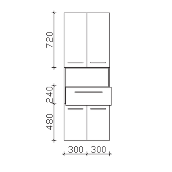 Pelipal Universelle Beimöbel Hochschrank, 4 Türen, 1 offenes fach, 1 Auszug, 60 cm