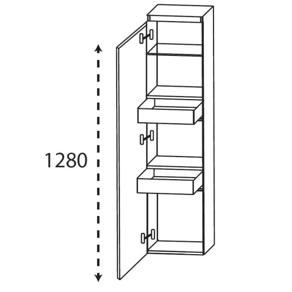 Puris Kera Plan Mittelschrank mit Innenschubkaste, Grifflos, 30 cm